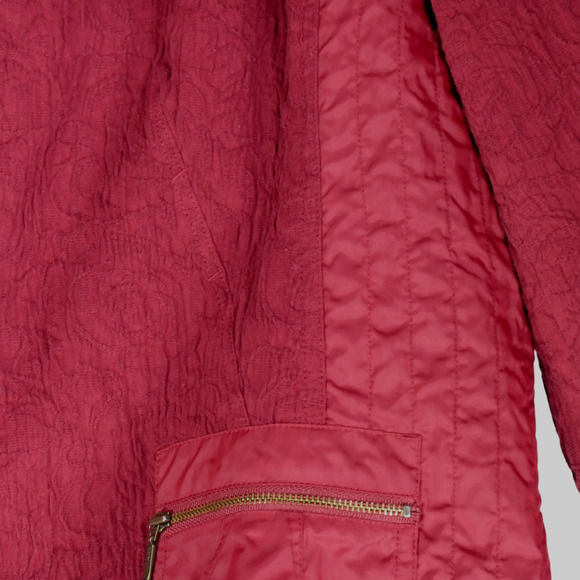 Coldwater Creek Jacket Blazer Womens Size 16 Dark Red Mixed Media Zip Pockets - Picture 6 of 9